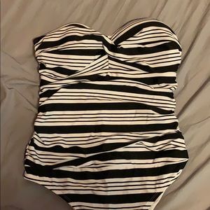 Striped one piece bathing suit